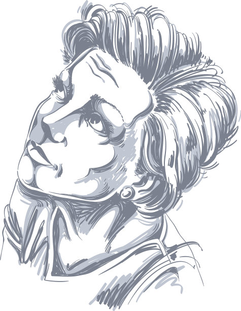 黑白手绘图像年轻女子的感觉图片下载