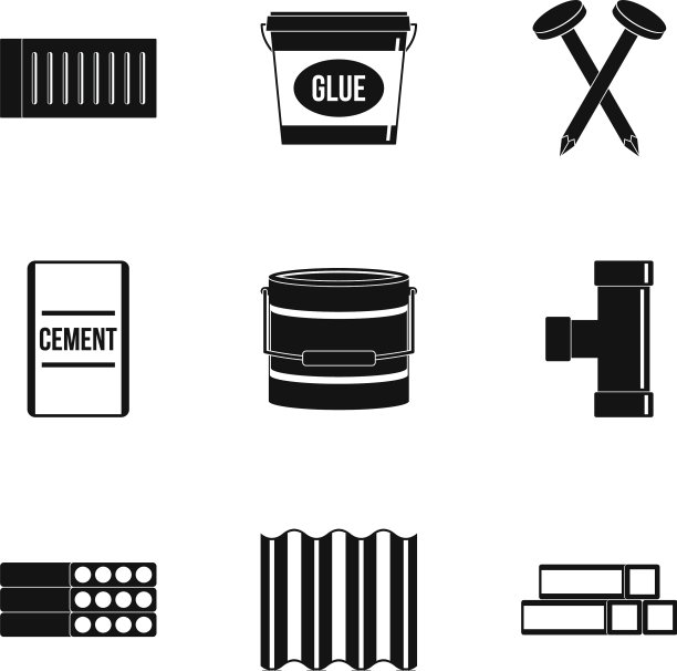 家居建筑工具图标设置简单风格图片下载