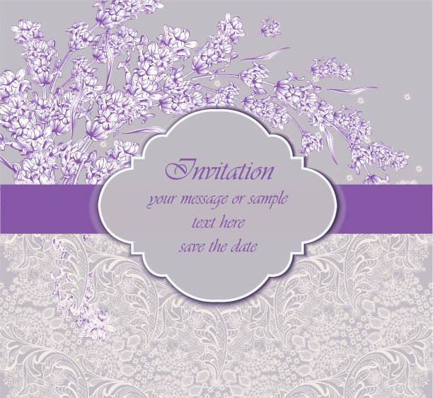 精致的蕾丝卡片与薰衣草花图片下载