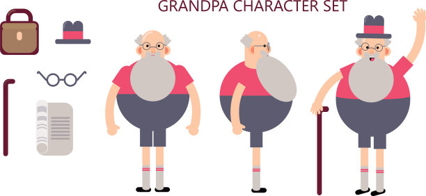 爷爷在动画中摆姿势图片下载