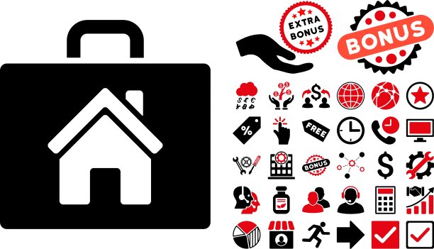 房地产案例扁平图标（含赠品）图片下载