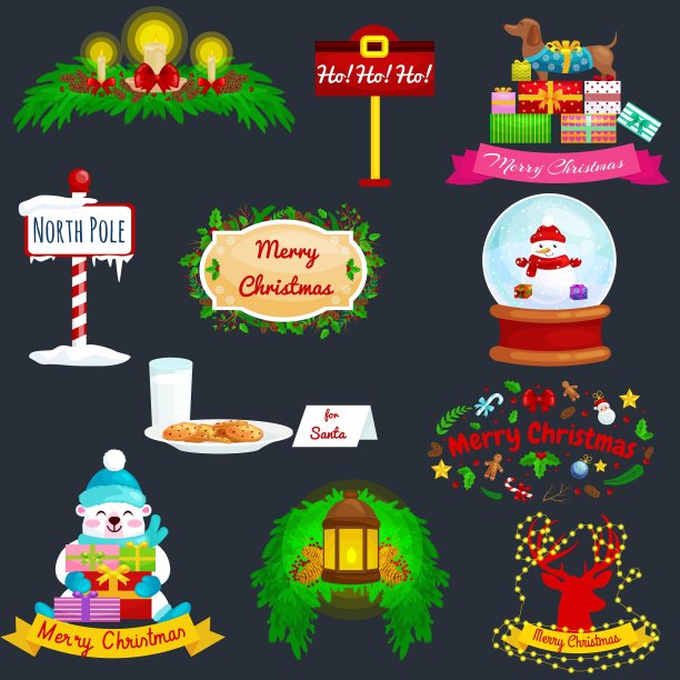 一套贺卡圣诞快乐，一份幸福图片下载