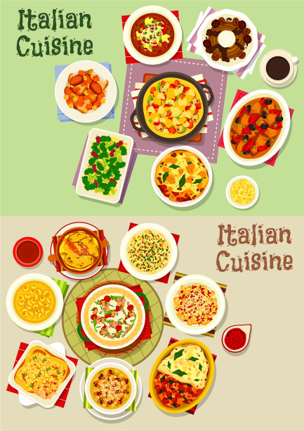 意大利美食面食菜肴图标设置食物设计图片下载