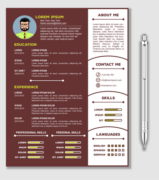 简历简历模板和写实笔图片下载