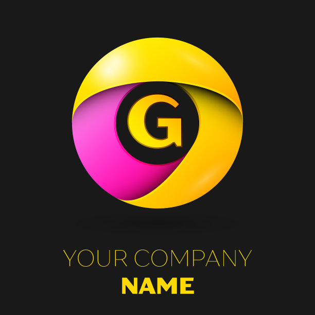现实的字母g标志在彩色的圆圈图片下载