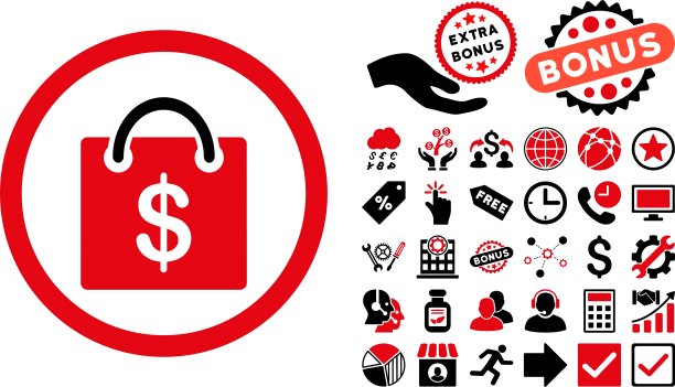 带赠品的购物袋扁平图标图片下载