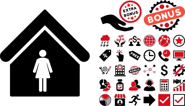 带奖励的女性洗手间扁平图标图片下载