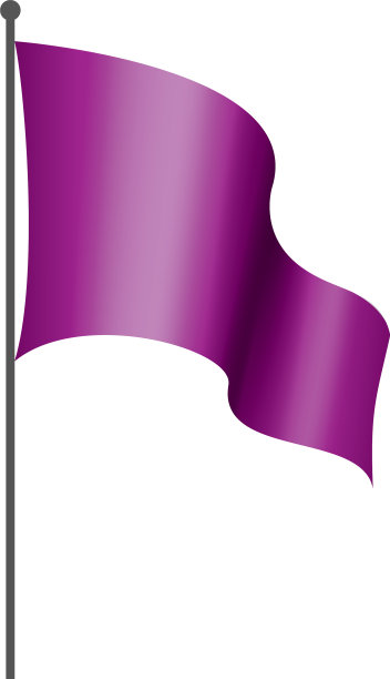 在白色的背景上挥舞着紫色的旗帜图片下载