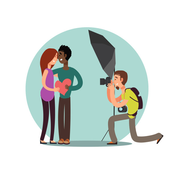 爱情照片会话卡通人物夫妇图片下载