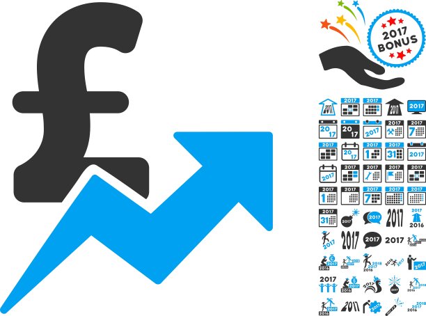 英镑销售增长图标与2017年奖金图片下载
