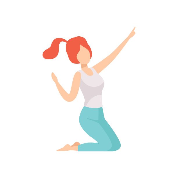 年轻女子跪着，用手指着图片下载