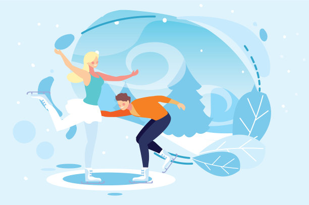 一对夫妇在练习花样滑冰图片下载