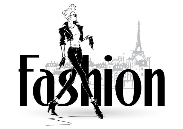 时尚女人在素描风格图片下载