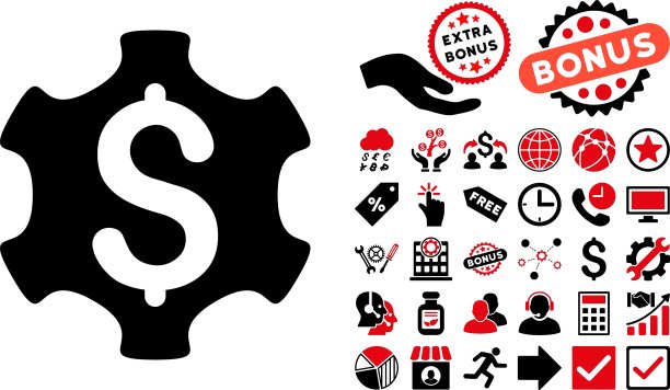 带赠品的金融设置扁平图标图片下载