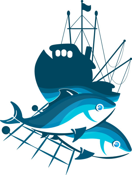 拖网渔船的剪影图片下载