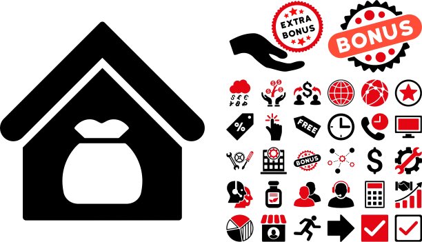 带奖励的丰收仓库扁平图标图片下载