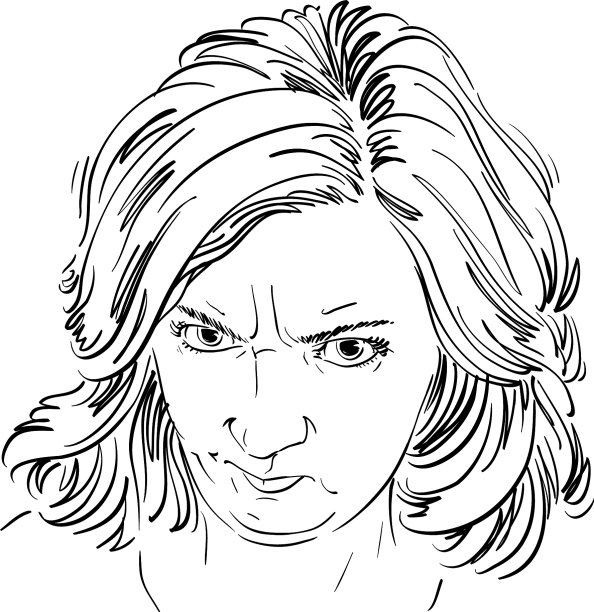 一个满脸皱纹的愤怒女人的肖像图片下载