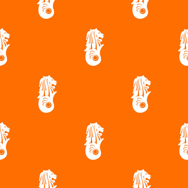 鱼尾狮雕像新加坡图案无缝图片下载