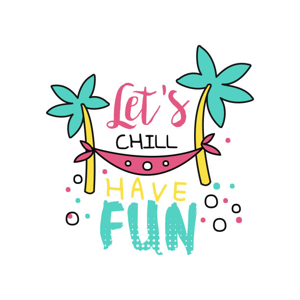 椰子之间有吊床的手绘纹章图片下载