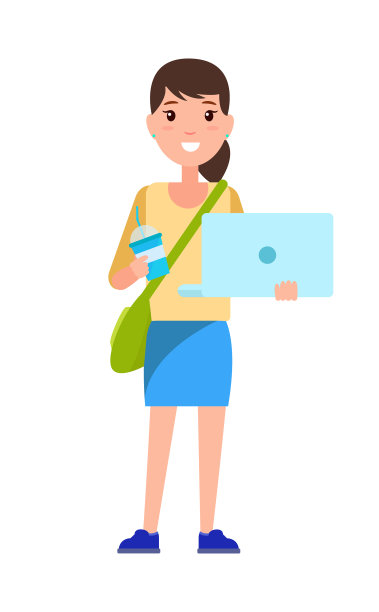 时髦的女学生肩挎手提包图片下载