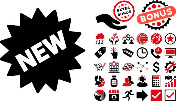 带奖励的新贴纸扁平图标图片下载