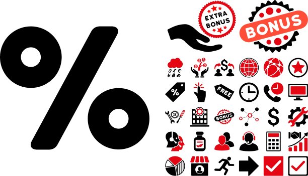 百分比扁平风格图标，含赠品图片下载