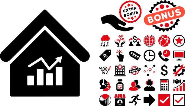 包含奖励的房地产图表扁平图标图片下载