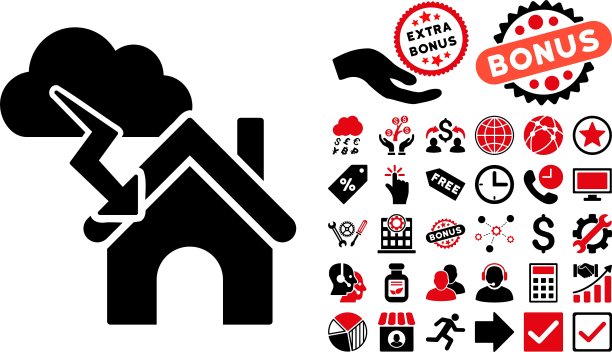 风暴建筑扁平风格图标，含赠品图片下载