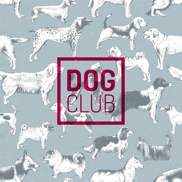 狗俱乐部的标签上图案用手画狗图片下载