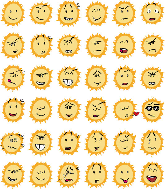 一组有趣的太阳人物表情图片下载