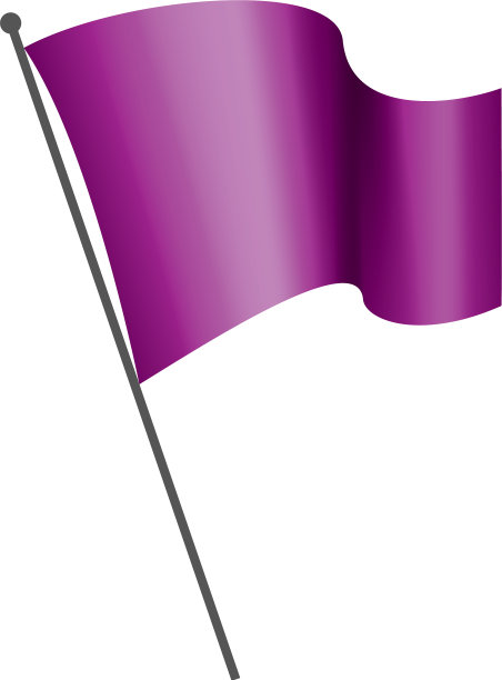 在白色的背景上挥舞着紫色的旗帜图片下载