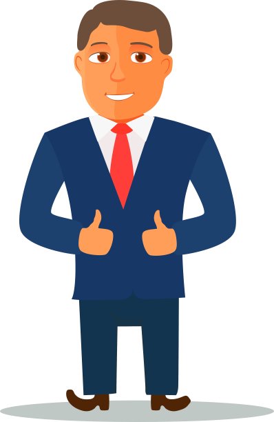 商人卡通人物在蓝色西装图片下载