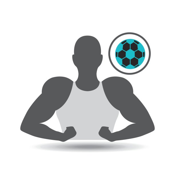 剪影男子显示肌肉与足球图片下载