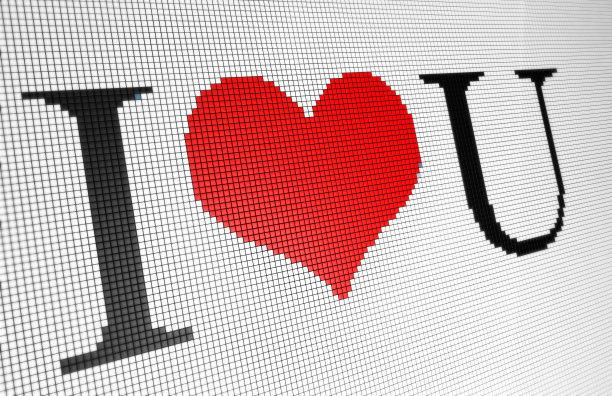 我爱你的文本像素化背景图片下载