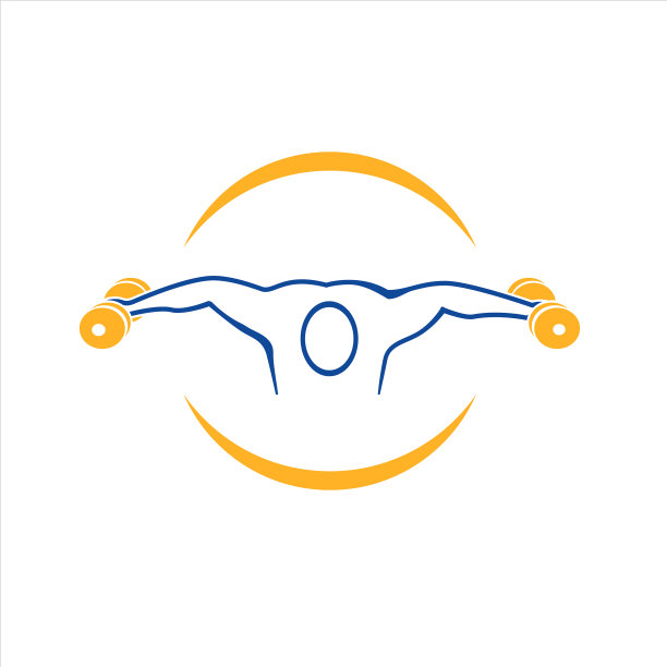 男子手持杠铃为健身馆设计健身标志图片下载