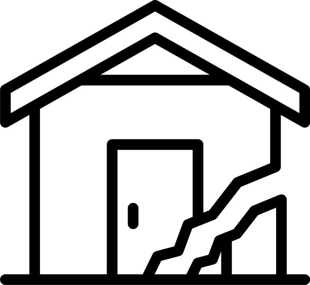 龟裂的房子图标轮廓风格图片下载