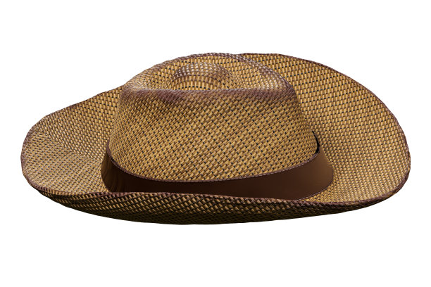 棕色草帽的3d渲染图，在白色背景上与剪切路径隔离。图片下载