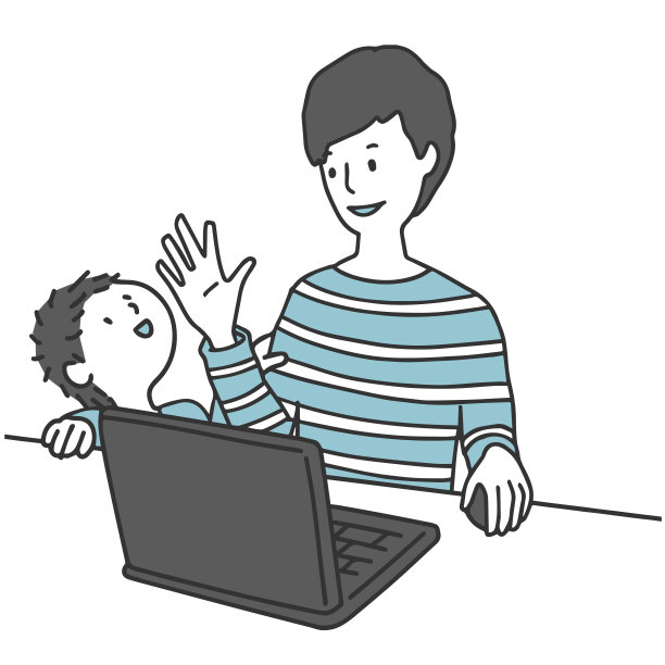 一个在家工作带孩子的男人图片下载