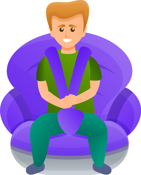 快乐的孩子在汽车座椅图标卡通风格图片下载