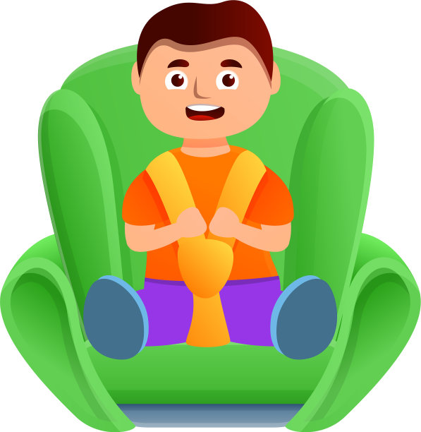 小孩男孩在汽车座椅图标卡通风格图片下载