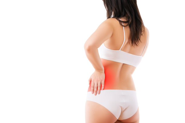 肾结石，疼痛在女性身体上孤立的白色背景，慢性泌尿系统疾病的概念图片下载