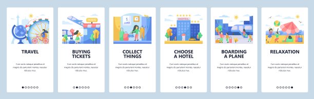 旅游网站和移动应用程序上的屏幕矢量模板图片下载