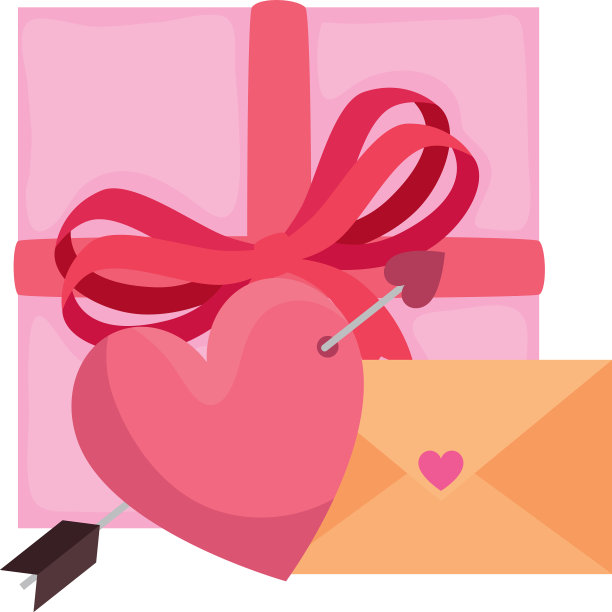有爱心的信封和礼盒图片下载