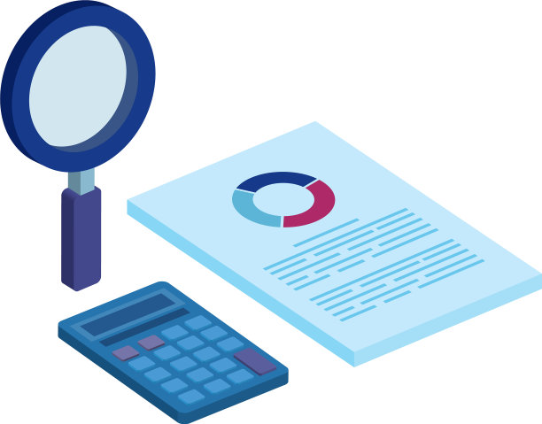 带有放大镜和计算器的文件图片下载