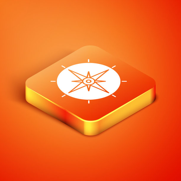 等距风玫瑰图标孤立在橙色图片下载