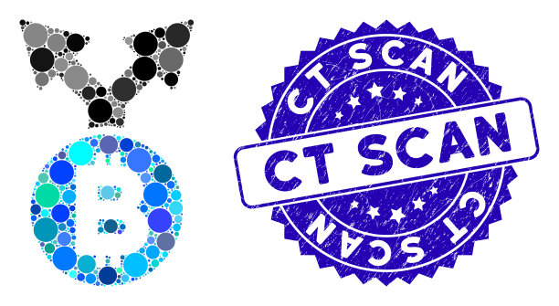 拼贴比特币叉图标与遇险ct扫描图片下载