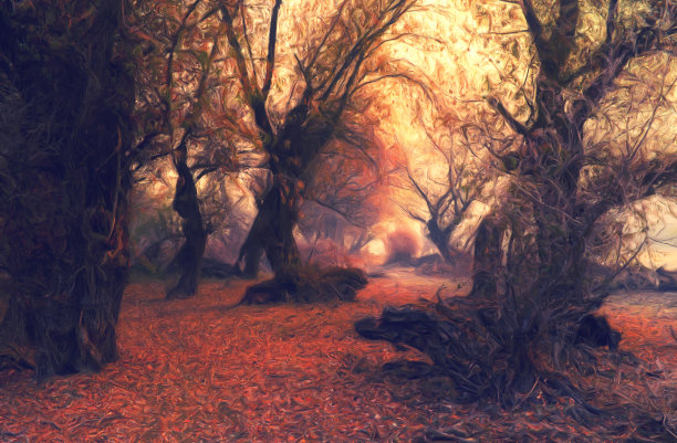 石油山水画图片下载