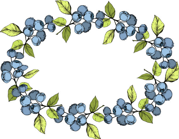 蓝莓蓝绿雕刻水墨艺术图片下载