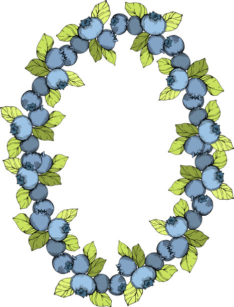 蓝莓蓝绿雕刻水墨艺术图片下载