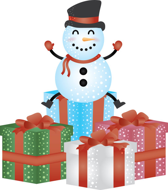 圣诞快乐，可爱的雪人与礼物性格图片下载